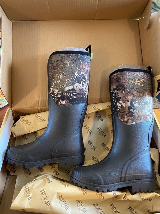 RedHead Camo Utility Waterproof Rubber Boots for Youth Brown/TrueTimber Strata 5 Kids