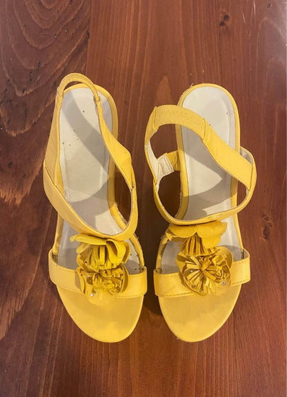 Yellow Wedge Espadrille Sandals 8