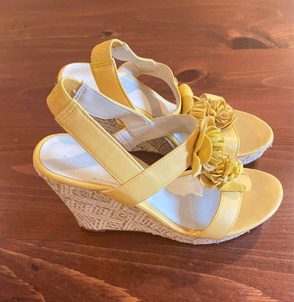 Yellow Wedge Espadrille Sandals 8