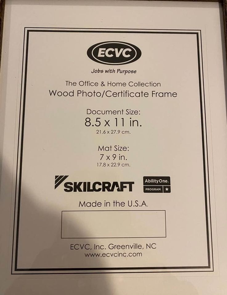 Skilcraft Wood Certificate Frame 8.5" x 11"