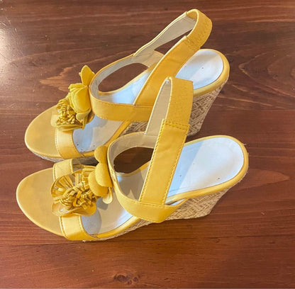 Yellow Wedge Espadrille Sandals 8