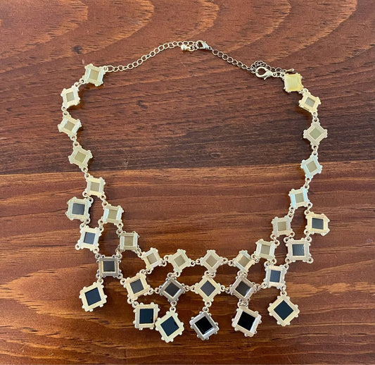 Yellow Gray and Black Statement Necklace