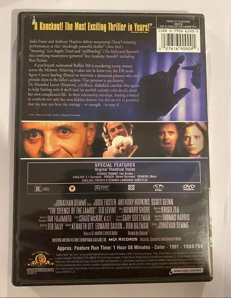 Silence Of The Lambs DVD