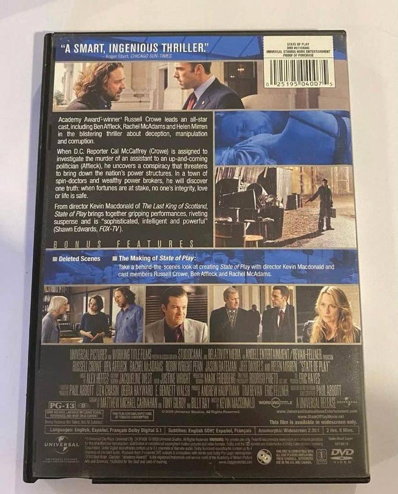 State Of Play DVD Russel Crowe