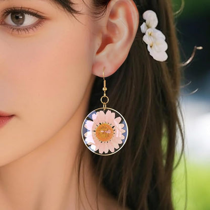 Marigold Pressed Wildflower Earrings Handmade