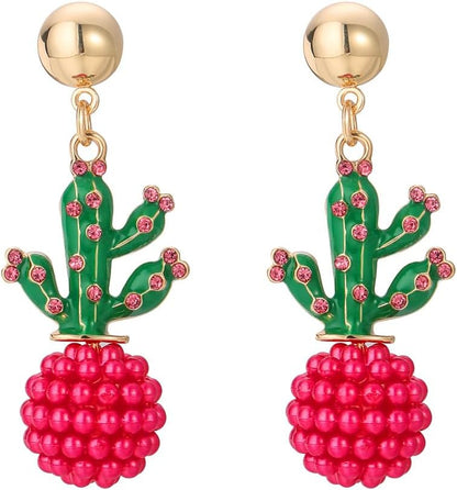 Dangle Drop Cactus Earrings