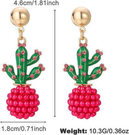 Dangle Drop Cactus Earrings