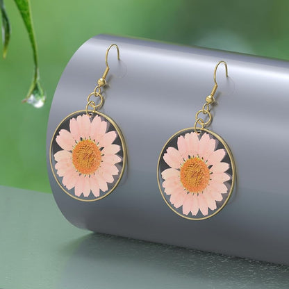 Marigold Pressed Wildflower Earrings Handmade