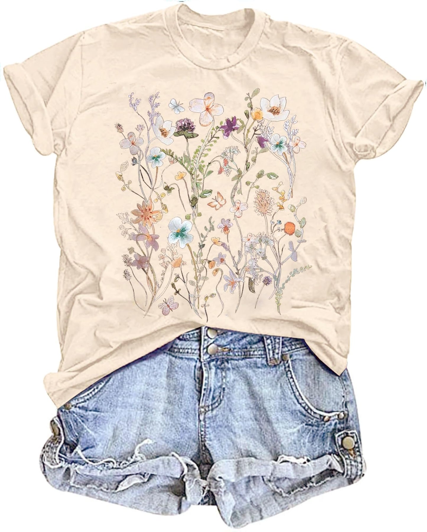 Boho Wildflower Loose Tees