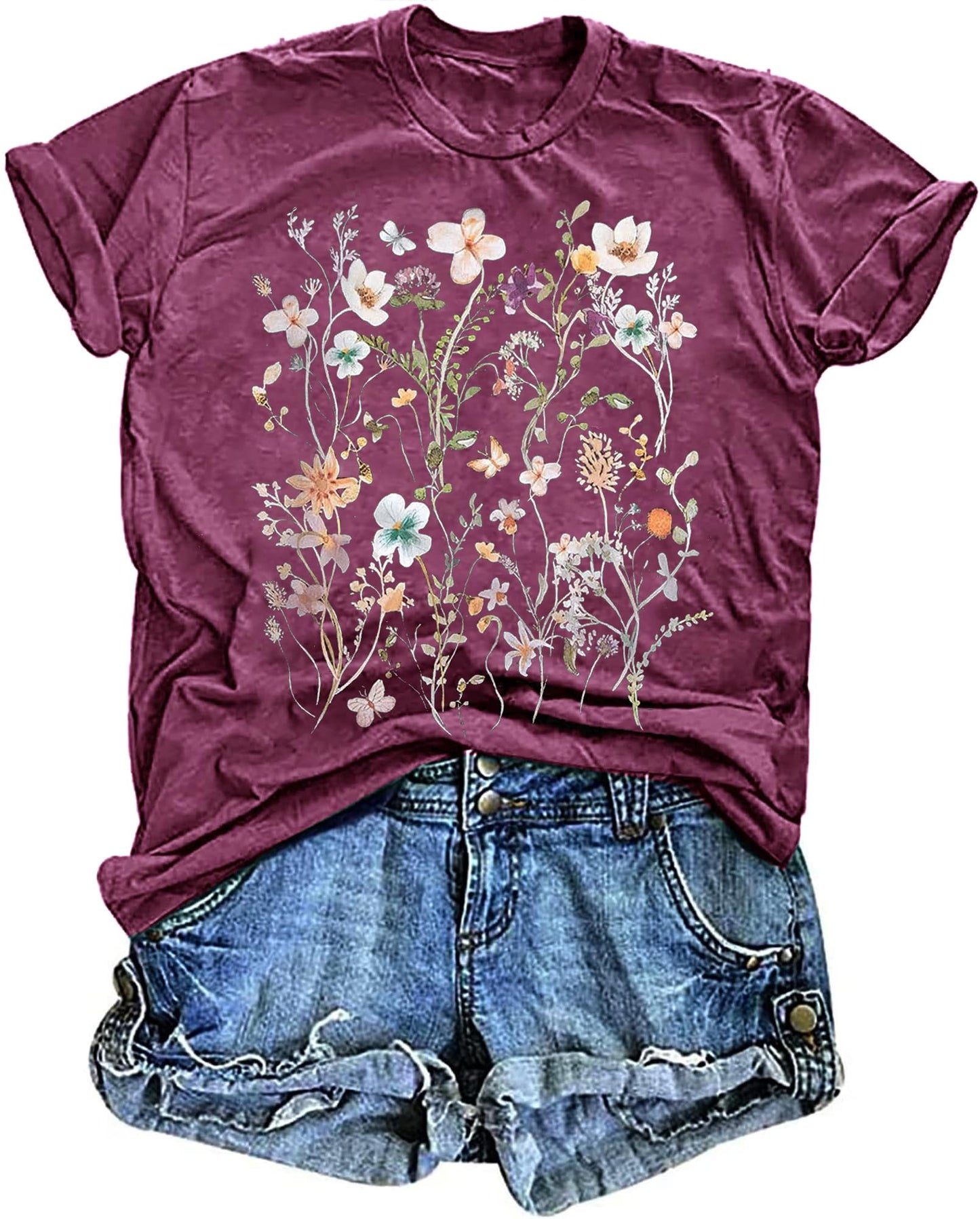 Boho Wildflower Loose Tees