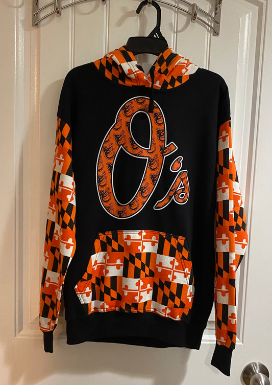 Orioles Maryland Flag Hoodie Black/Orange Mens' Small