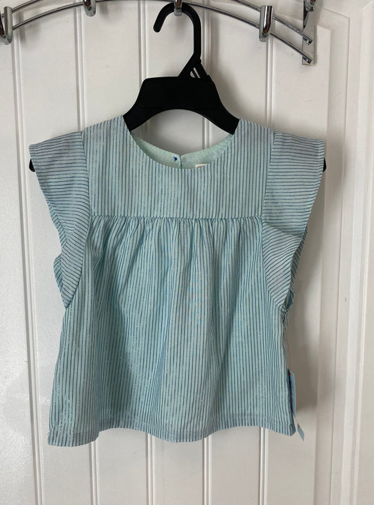 Cat & Jack Little Girls Blouse Blue Silver 5T