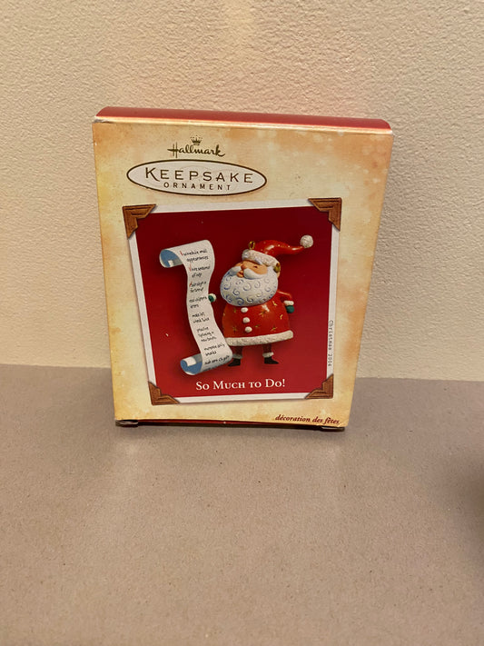 Hallmark Keepsake Ornament Santa Checking His List "So Much To Do!" 2004