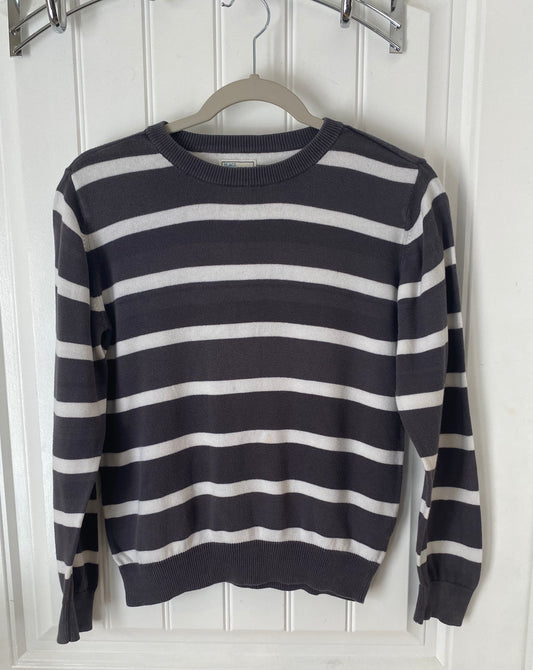 Children's Place Crewneck Sweater Grey With White Stripes Youth Large 10/12