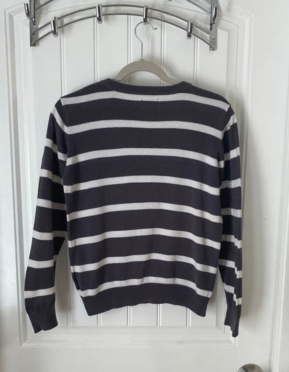 Children's Place Crewneck Sweater Grey With White Stripes Youth Large 10/12