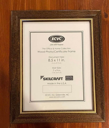 Skilcraft Wood Certificate Frame 8.5" x 11"