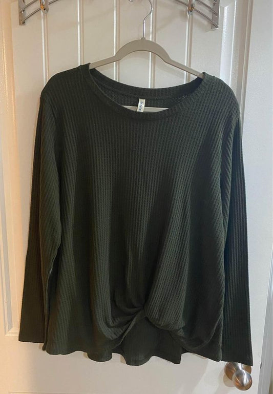 Longsleeve Green Sweater Tie Front XXL