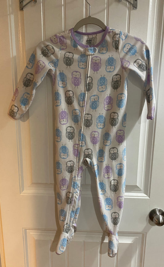 Carter's Fleece Zip Up Footed Pajamas Owls Girls 4T