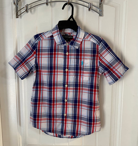 U.S. Polo Assn. Plaid Button Up Shirt Red/Blue Boys' Medium 8