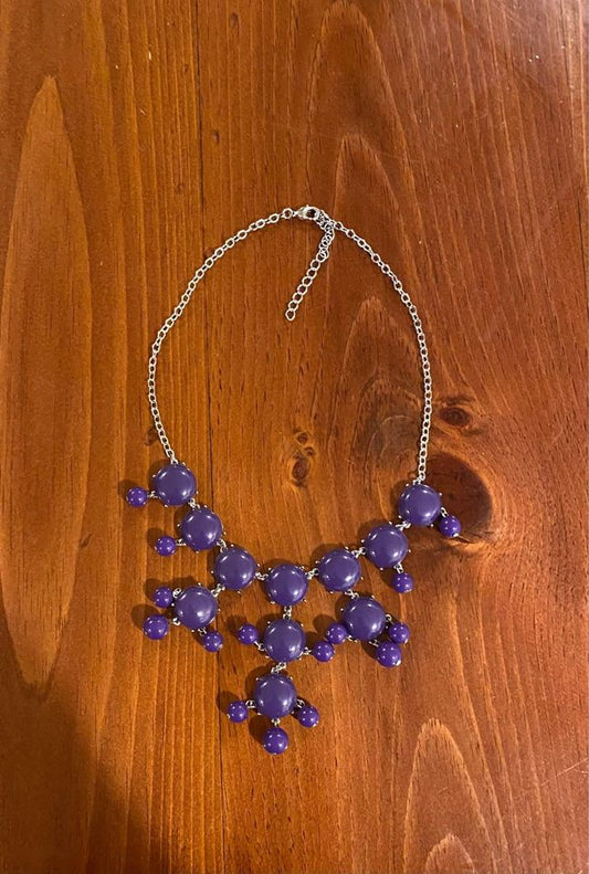 Purple Silver Statement Necklace