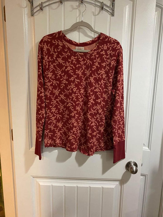 Knox Rose Thermal Red with floral design thermal longsleeve shirt XXL