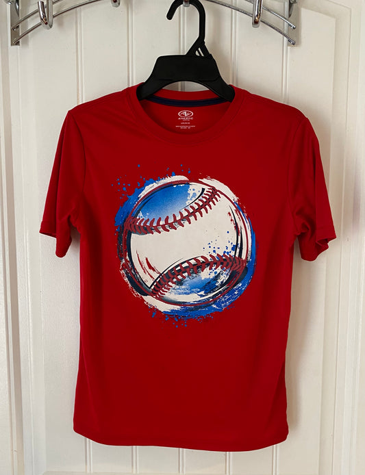 Athletic Works Red Dri Fit Tee Shirt Boys' Large Baseball