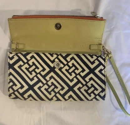 Spartina Wristlet Clutch Blue Yellow Orange