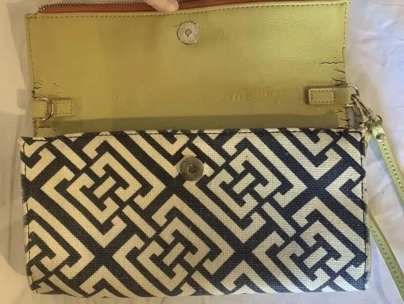 Spartina Wristlet Clutch Blue Yellow Orange