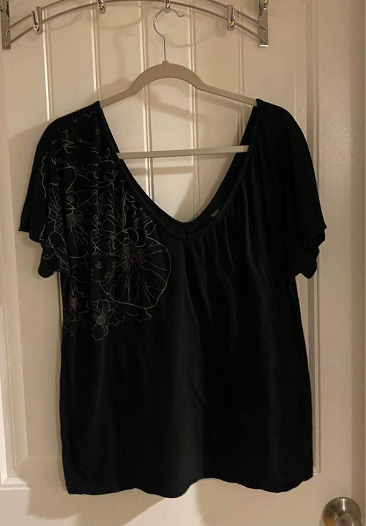 Mossimo V Neck Top Black Women's XL