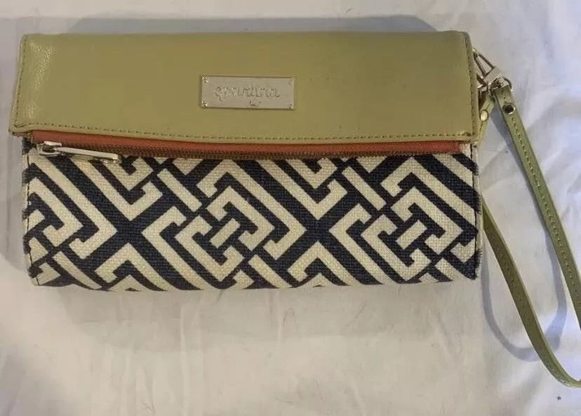 Spartina Wristlet Clutch Blue Yellow Orange