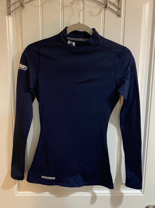 Under Armour ColdGear Fitted Mock Long Sleeve Shirt Navy Blue XS